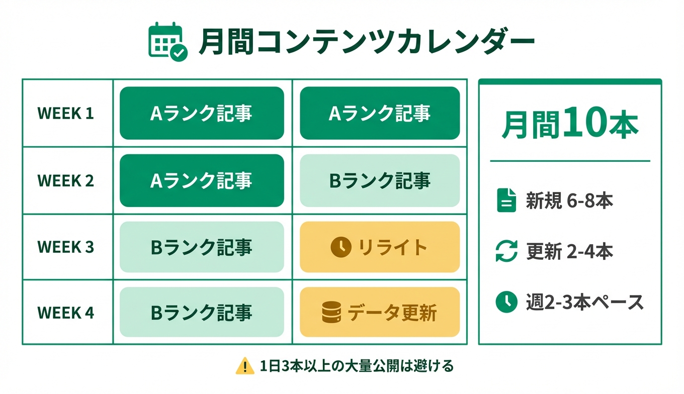 月間コンテンツカレンダーの設計例